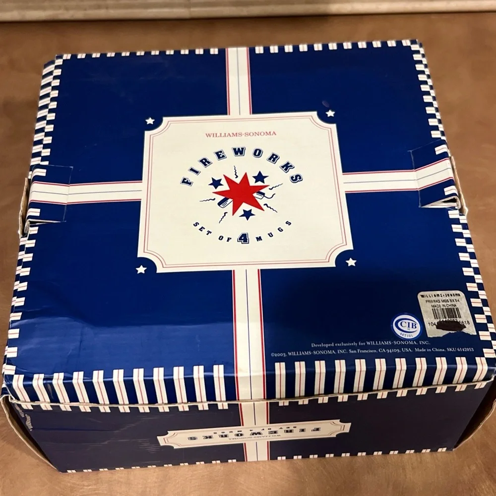 Williams -Sonoma ; Patriotic Star Mug Set of 4, Used in original packaging.